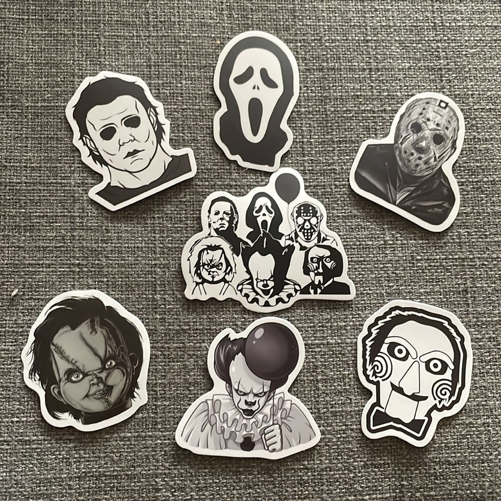 HORROR MOVIE waterproof sticker Mashup Crossover Black & White